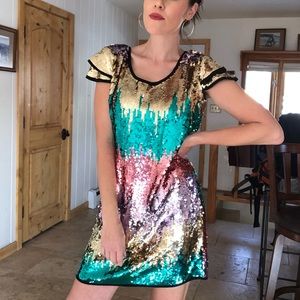Sequin Multi Colored Dress. Size L